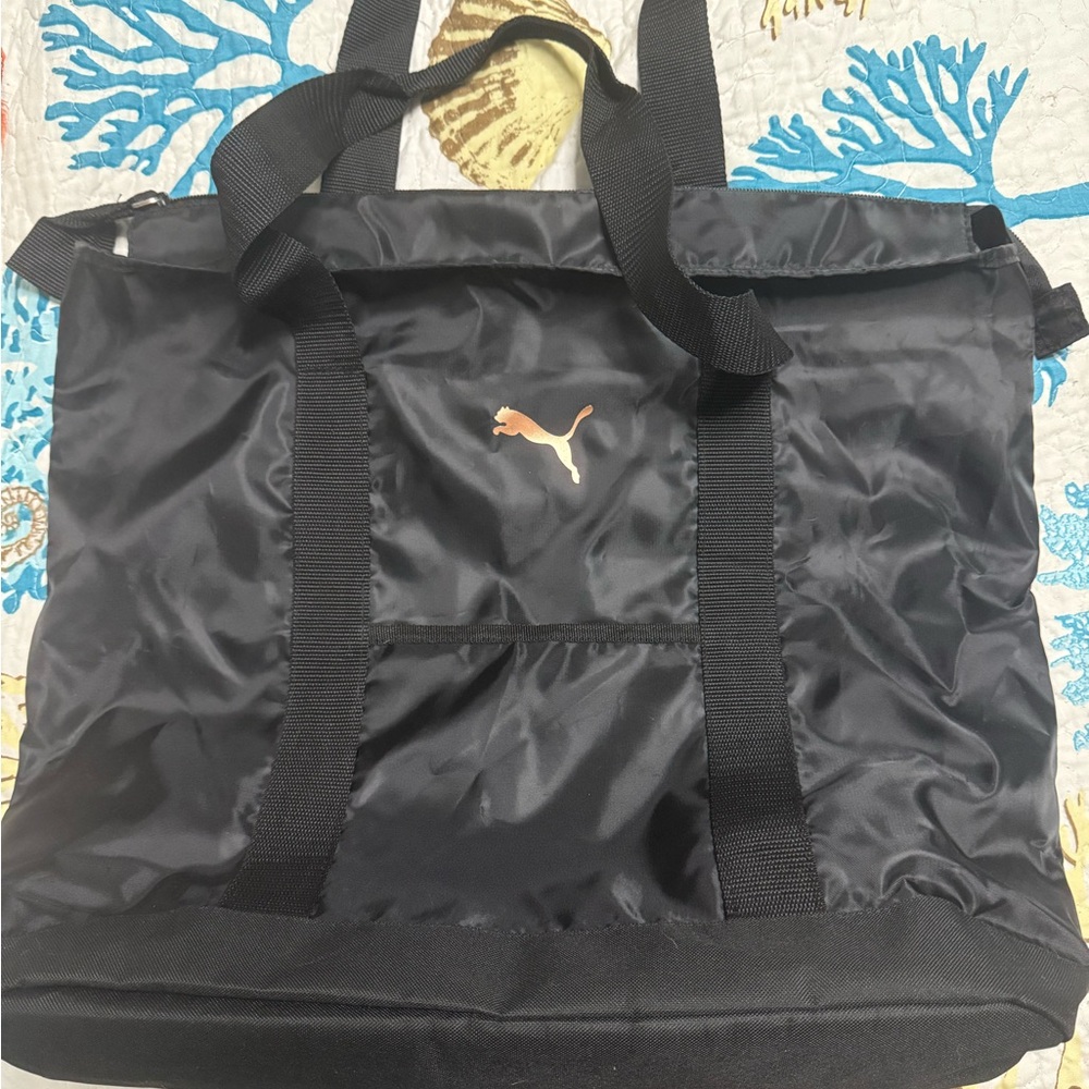 Puma Black Duffel Bag with Gold Logo